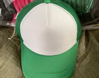 Green White trucker hat Blank Sublimation Vintage style lot of 5