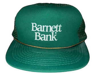 Barnett Bank Foam Trucker Hat Rope Front Snapback Finance  Bankers Retro 1990s Defunct Florida Bank