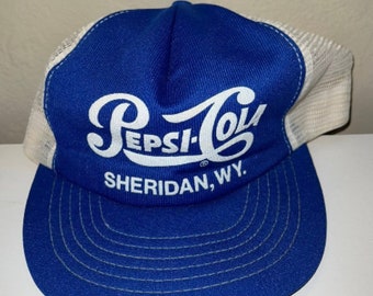 Vintage Pepsi-Cola Sheridan WY Mesh Trucker Snapback Hat Cap USA