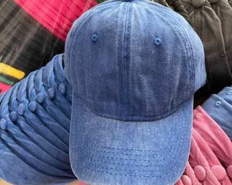 Distressed Navy Baseball Cap Dad Hat