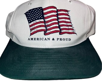 Vtg The Game "American & Proud" Snapback Hat Baseball Cap Military July 4th