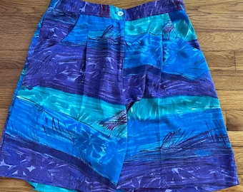 Vintage Ladies Golf Hanasports 80s 90s Shorts Size 16 Abstract Vibrant