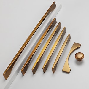 Yellow Bronze Cabinet Door Pull Handle Modern Cabinet Solid Pull Handle Wardrobe Door Drawer Furniture Pull Handle Nordic Pull Handle
