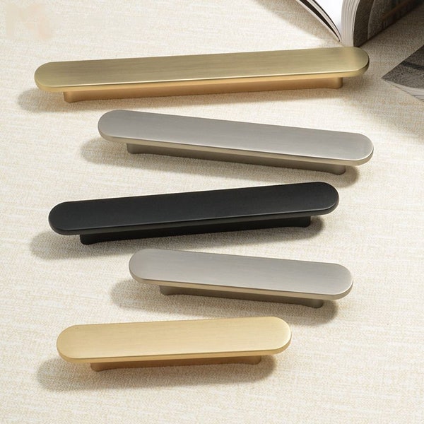 Modern Simple Black Wardrobe Pull Handle Brass Color Drawer Pull Handle Cabinet Door Handle Furniture Hardware Kitchen