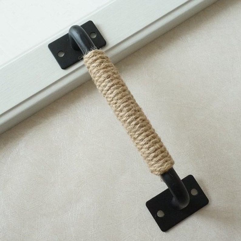 Red Rope Pull Handle Retro Hemp Rope Pull Handle Metal Solid Pull Handle American Barn Door ...