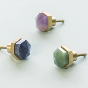 Nordic Light Luxury INS Creative Hexagon Brass Knob Pure Copper Wardrobe Cabinet Shoe Cabinet Door Knob