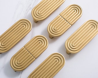 Original Design Nordic Light Luxury Style Solid Brass Pull Handle Matte Gold Wardrobe Door Drawer Furniture Personality Pull Handle
