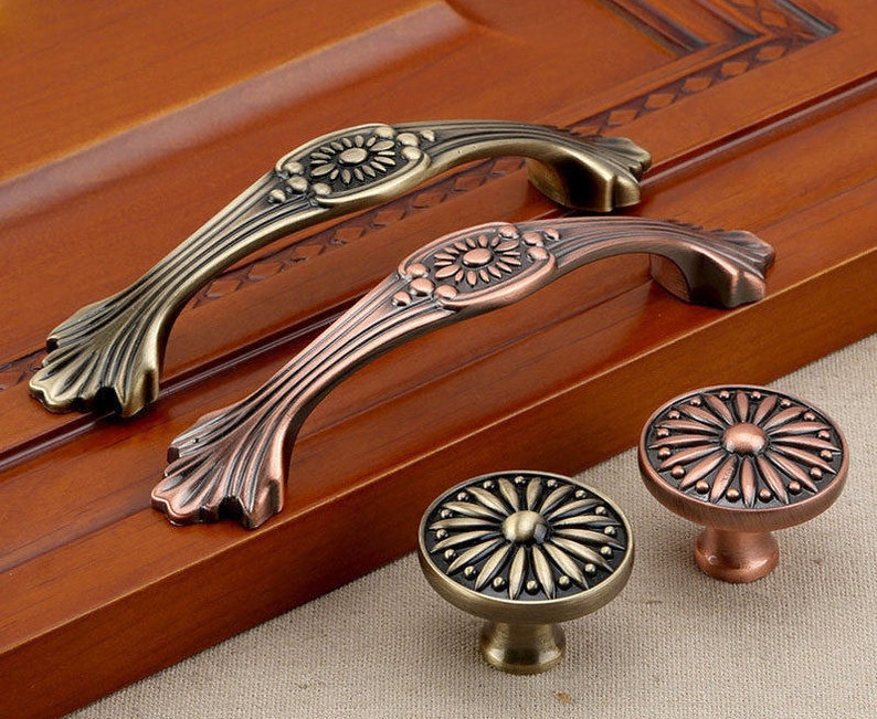 Vintage Style Cabinet Door Handles Pulls Antique Dresser Image 0