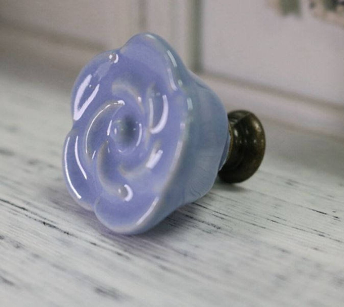 Ceramic Roses Knob Dresser Knob Drawer Knob Knob Etsy