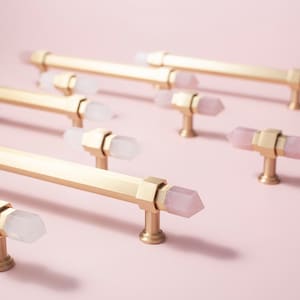 Original Design Crystal Pull Handle Nordic Cabinet Chest Door Light Luxury High Grade Pure Brass Drawer Long Pull Handle