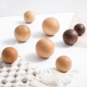 Drawer Knob Solid Wood Log Cabinet Door Wardrobe Knob Nordic Japanese Homestay Simple Round Ball Knob
