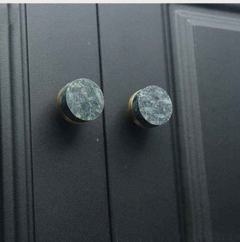 Nordic Modern Marble Brass Door Knob Knob Wardrobe Etsy