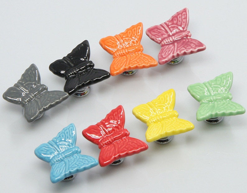 Butterfly Shape Knob Colorful House Drawer Knob Dresser Knob Etsy