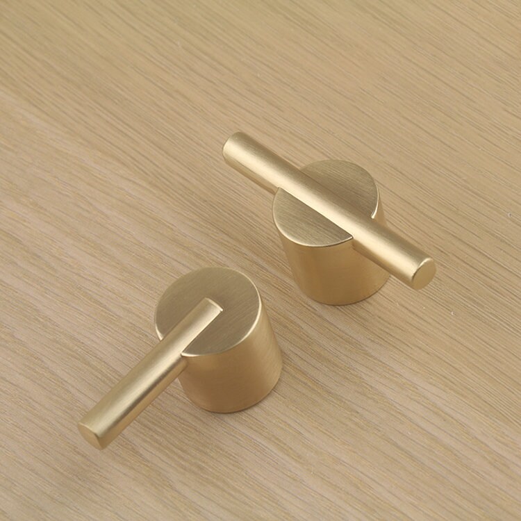 Simple Brushed Golden Wardrobe Door Knob Light Luxury Drawer Etsy