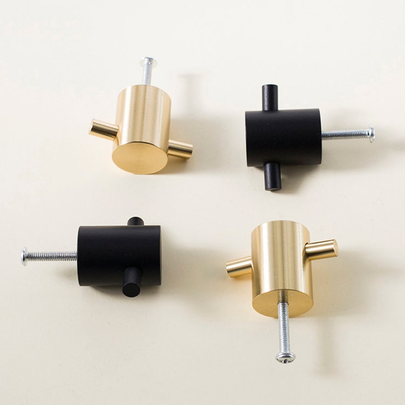 Nordic Brass Knob Modern Knob Black Door Knob Drawer Etsy