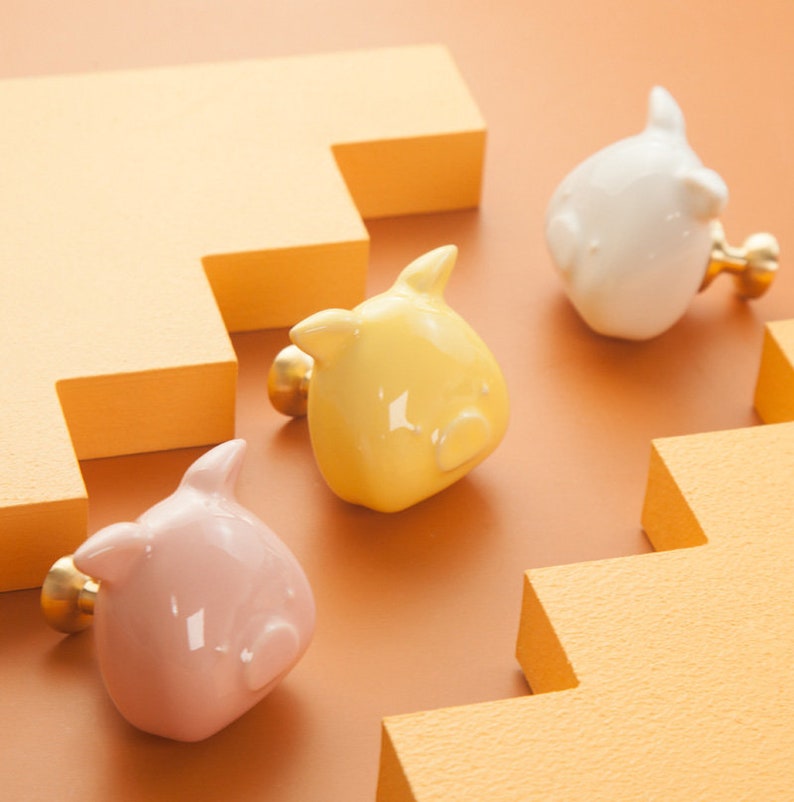 Wardrobe Door Knob Cute Color Cartoon Creative Drawer Ceramic Etsy