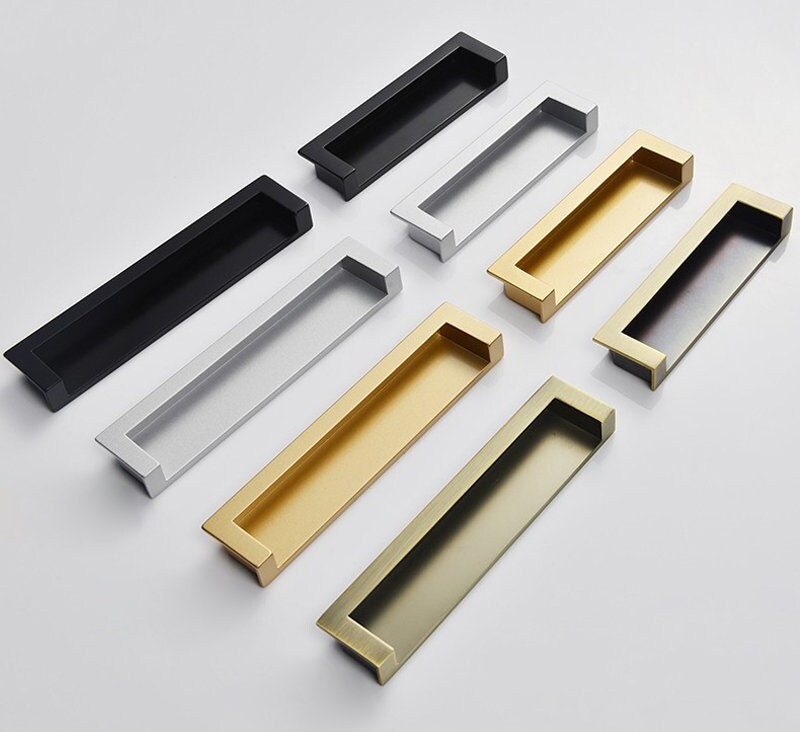 QOGRISUN 4-Pack Solid Brass Finger Pulls for Sliding Doors, 2-1/8 Inch