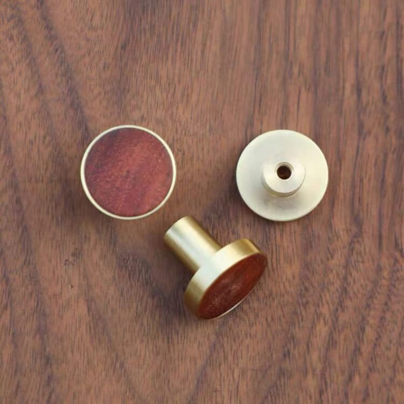 Nordic Modern Brass Wood Knob Knob Modern Drawer Knob Etsy