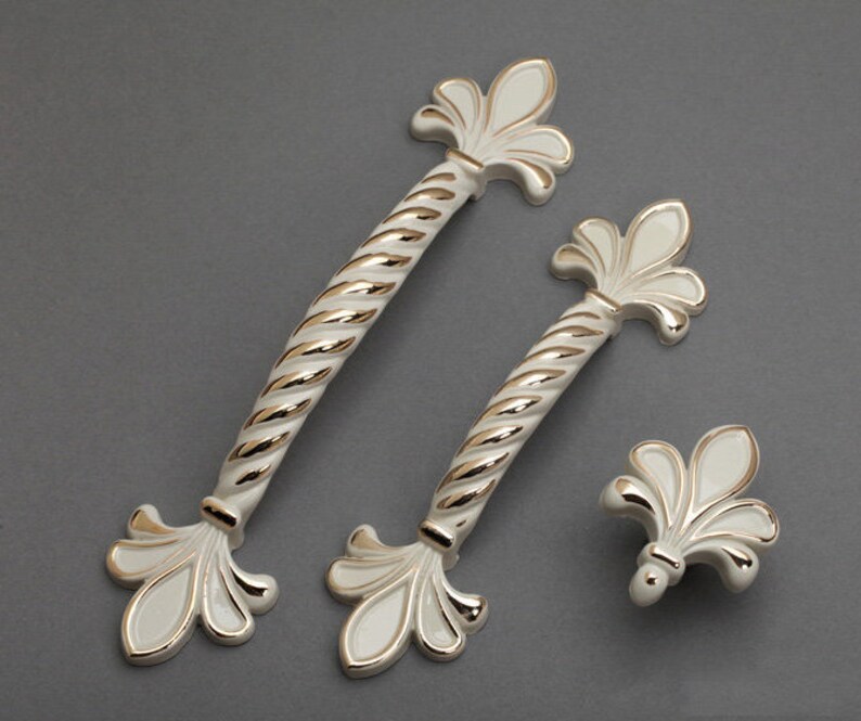 European Modern Ivory White Gold Pull Handle Drawer Etsy