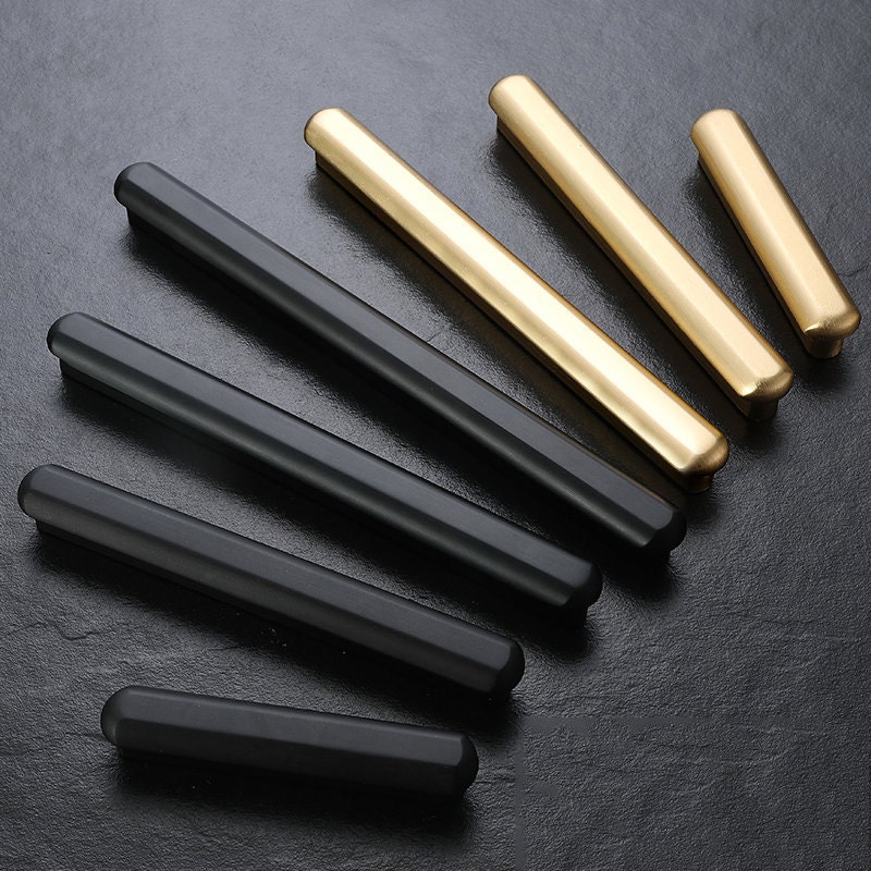 Modern Simple Black Wardrobe Pull Handle Brass Color Drawer | Etsy