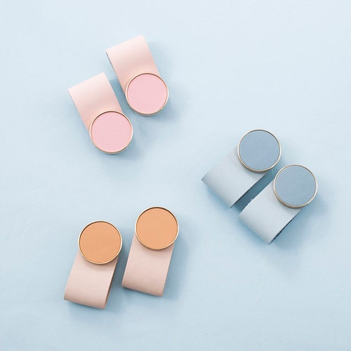 Nordic Children Room Brass Leather Door Knob Knob Etsy