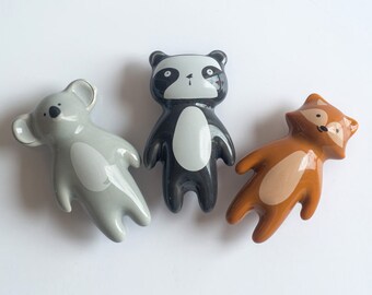Perilla de cerámica con forma de oso para puerta, perilla para gabinete, perilla para cajón, perilla decorativa para habitación de niños