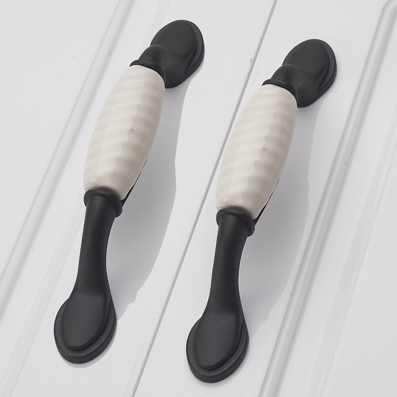 Modern Black White Ceramic Pulls Handles Door Pull Etsy