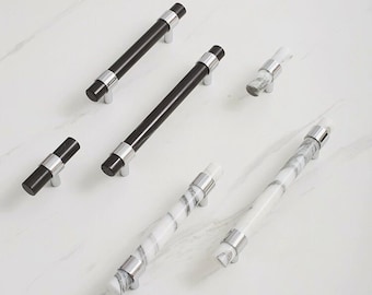 Italienne simple argent blanc noir marbre laiton poignée de tirage penderie porte d'armoire tiroir poignée