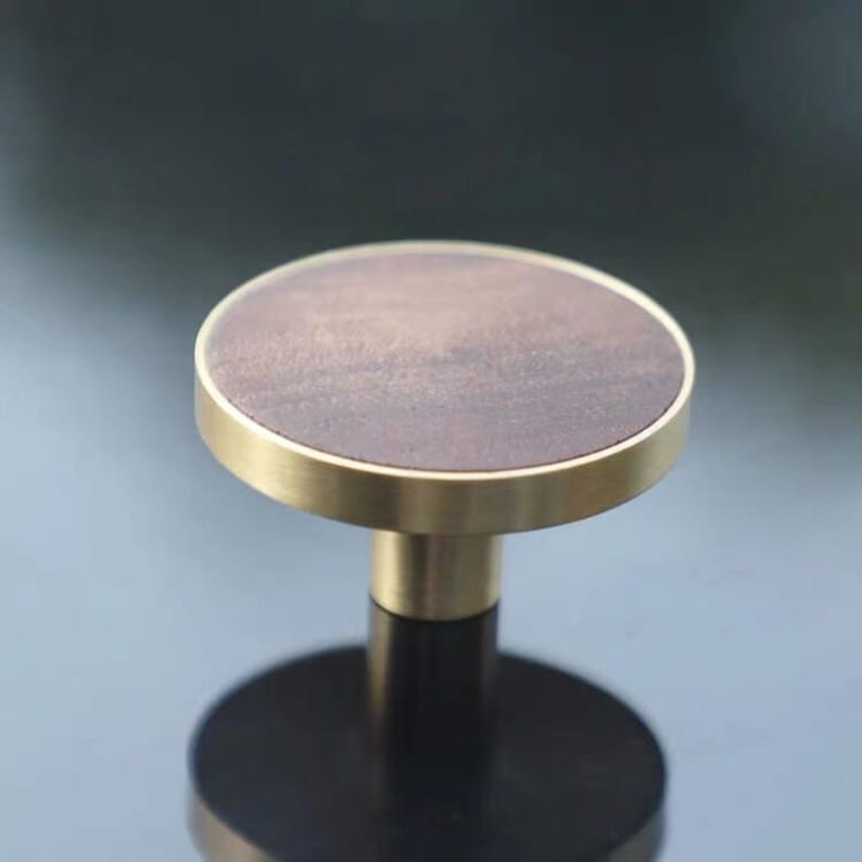 Nordic Modern Brass Wood Knob Knob Modern Drawer Knob Etsy