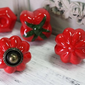 Red Ceramic Knobs Cabinet Knobs /Dresser Knob Drawer Pulls Handles Knobs/Retro Oriental Furniture Handle Hardware 563