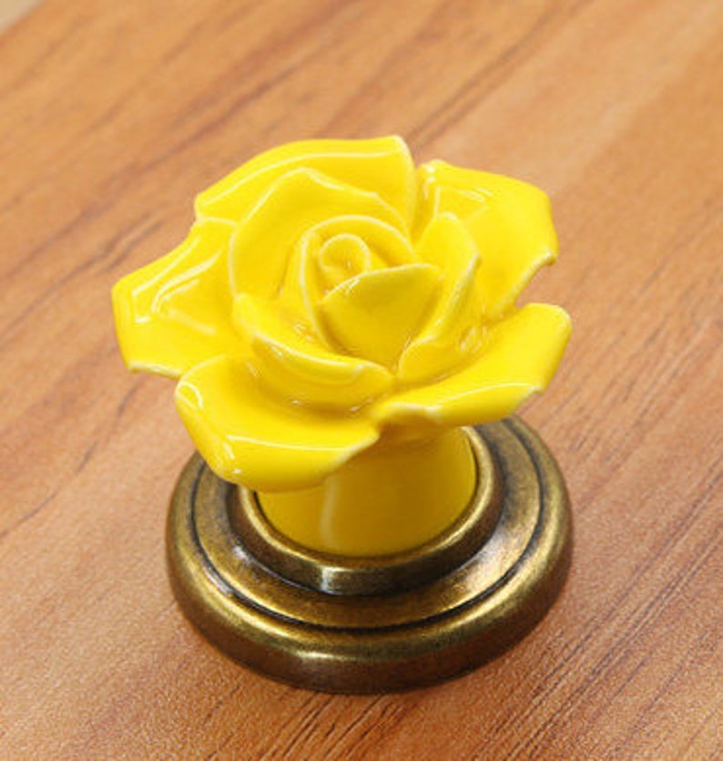 Rose Shape Knob Dresser Knob Drawer Ceramic Knob Knob Etsy