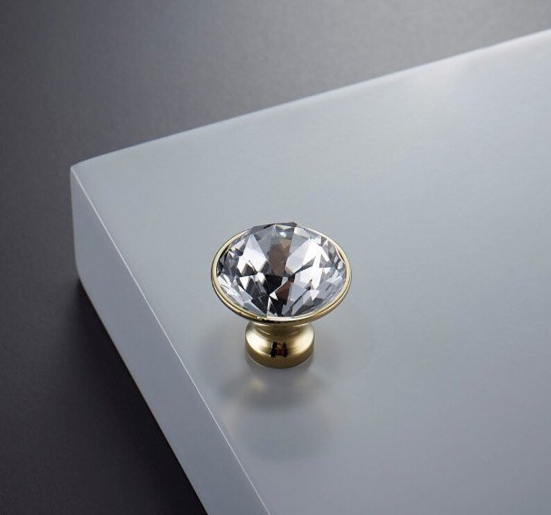 Crystal Brass Door Knob Modern Drawer Knob Dresser Knob Etsy