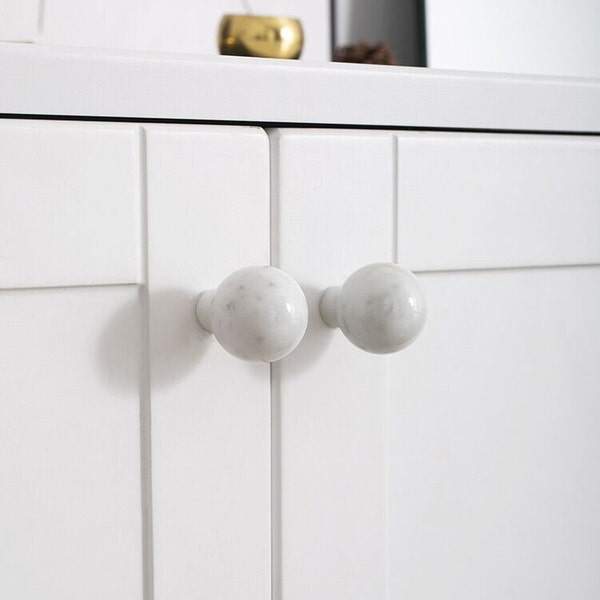 French Light Luxury Marble Knob Wardrobe Door Knob Cabinet Simple Personality Black White Ball Small Knob