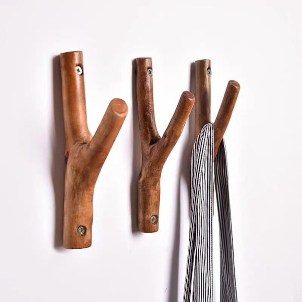 Nordic Solid Wood Creative Tree Branch Hook Retro Log Branch Porch Door Homestay Wall Coat Hook Coat Rack