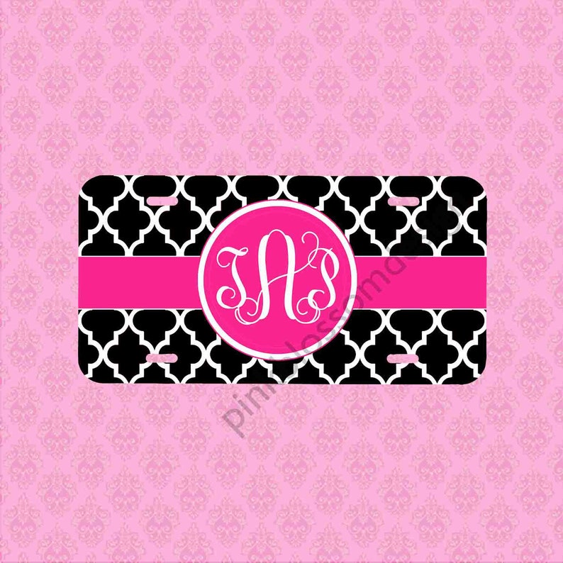 Personalized Front License Plates >> Personalized Front License Plate Monogram Black Pink Trellis Etsy Personalized Front License Plates >> Personalized Front License Plate Monogram Black Pink Trellis Etsy