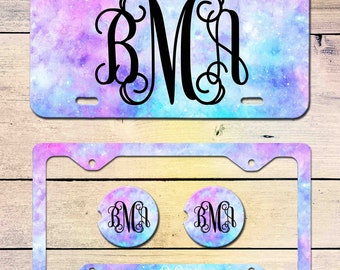 Blue Pink Watercolor License Plate Car Tag, Personalized License Plate Frame  Car Coasters, Monogram License Plate Frame