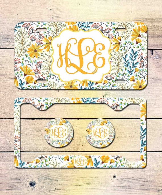 Boho Floral Daisy License Plate Car Tag Personalized License
