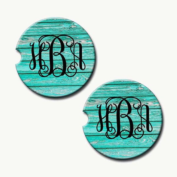 Monogram Car Coasters, Personalized Car Cup Holder Coasters 