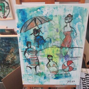 girls on the beach expressive portrait Canvas / Drawing 15,7 x 13,74 inch image 5