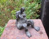 Sculpture Bronze little girl 1from7 Modern Art free shiping - grey green patina