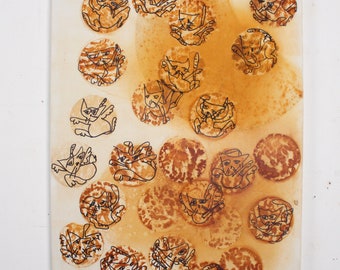 Katzen in Rost expressiv gezeichnet 100x70 cm Acrylmalerei Katzenzeichnungen