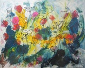 Flowerpower Original Drawing Oil / Canvas / art free shiping xl 47,5 x 39,37 inch