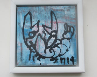 little blue lobster Original-Drawing on Canvas