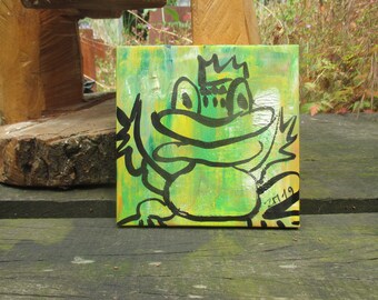 little frog - king of frogs  Original-Drawing on Canvas