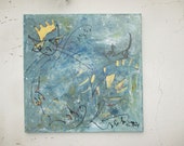 blaue lustige Katze als König Original, Malerei, 90x90cm  Leinwand  Kunst