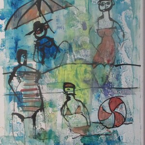 girls on the beach expressive portrait Canvas / Drawing 15,7 x 13,74 inch image 2