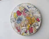 Frühlingsblumen in pink Original, Malerei, rund 30cm Leinwand, abstrakte Kunst, Acryl Malerei,