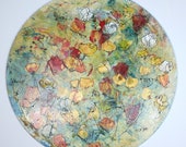 Flowers Original Drawing Oil / Canvas / art round canvas 35,5 inch