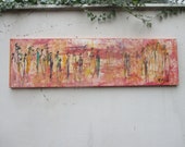 Abstrakte Leute, Original, Malerei, 40 x 140 cm Leinwand, Stadtleben, abstrakte Kunst,Malerei,