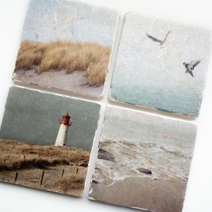 Onderzetterset - 4 x North Sea Sylt Atlantic marmeren tegels